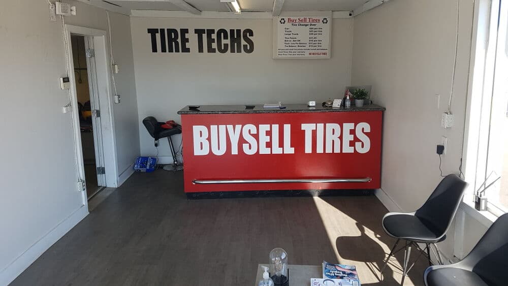 Tire service counter at BuySell Tires in Mission, BC